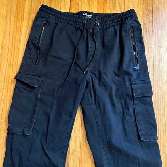 Dogg Supply Jogger Pants Mens Medium Snoop Black Stretch Tapered Cargo - Picture 2 of 11